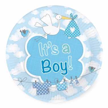 40x stuks gebaks/taart feest bordjes geboorte jongen 18 cm