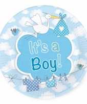 24x stuks gebaks taart feest bordjes geboorte jongen 18 cm