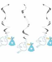 9x stuks hangdecoraties geboorte jongen versiering