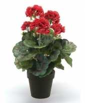 Nep geranium plant rood in zwarte pot kunstplant
